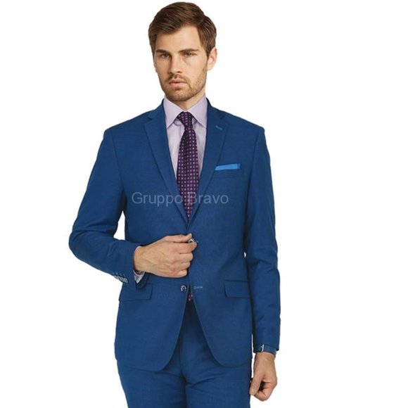 GIORGIO FIORELLI Two Button Suit Jacket Pants 38 Long Tall 32 French Blue - Picture 1 of 15